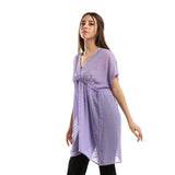 Red circle -  Self Stitches Sheer Short Sleeves Blouse