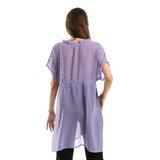 Red circle -  Self Stitches Sheer Short Sleeves Blouse