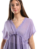 Red circle -  Self Stitches Sheer Short Sleeves Blouse
