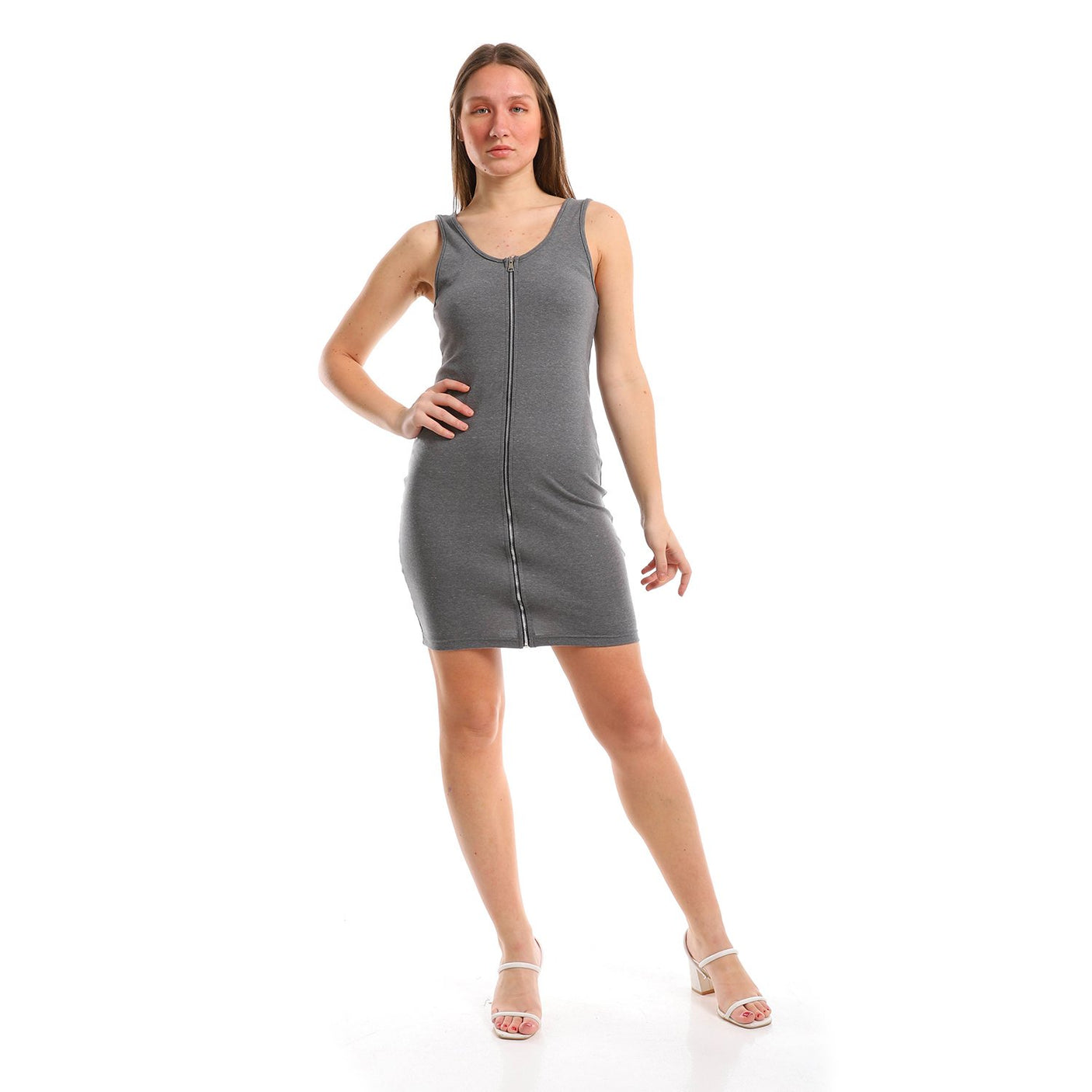 Red circle -  Heather Olive Sleeveless Dress