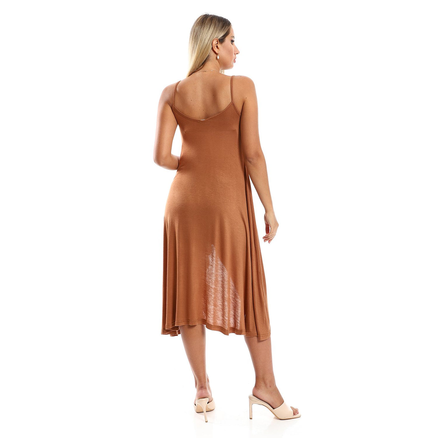 Red circle -  Spaghetti Sleeves Wide Round Collar Sleepshirt