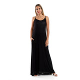 Red circle -  Spaghetti Sleeves Long Dress With Side Pockets