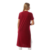 Red circle -  Solid Short Sleeves Top With Slits