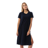 Red circle -  Solid Short Sleeves Top With Slits