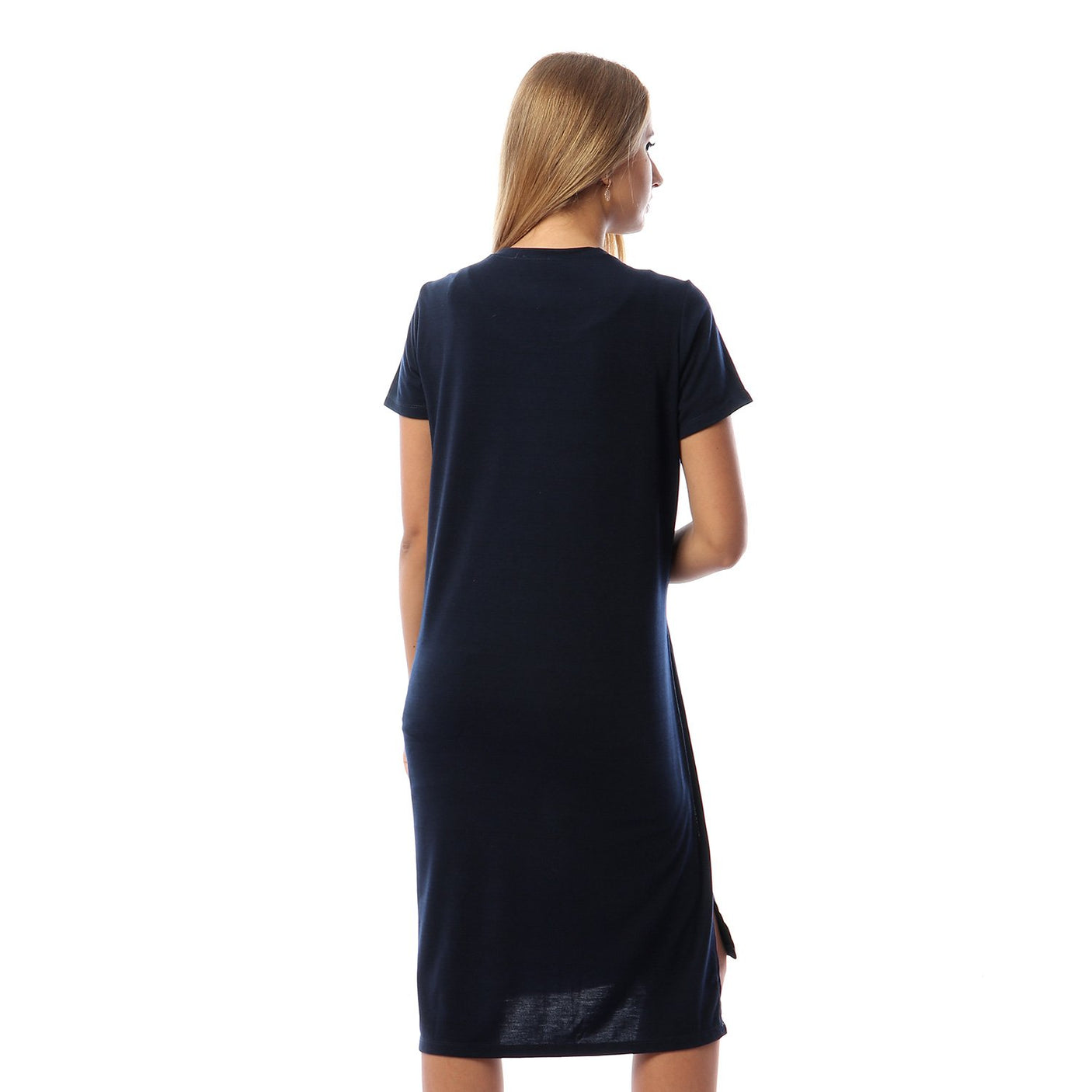 Red circle -  Solid Short Sleeves Top With Slits