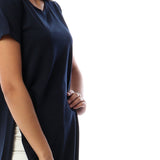 Red circle -  Solid Short Sleeves Top With Slits