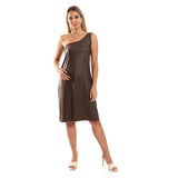 Red circle -  One Shoulder Texture Short Dress