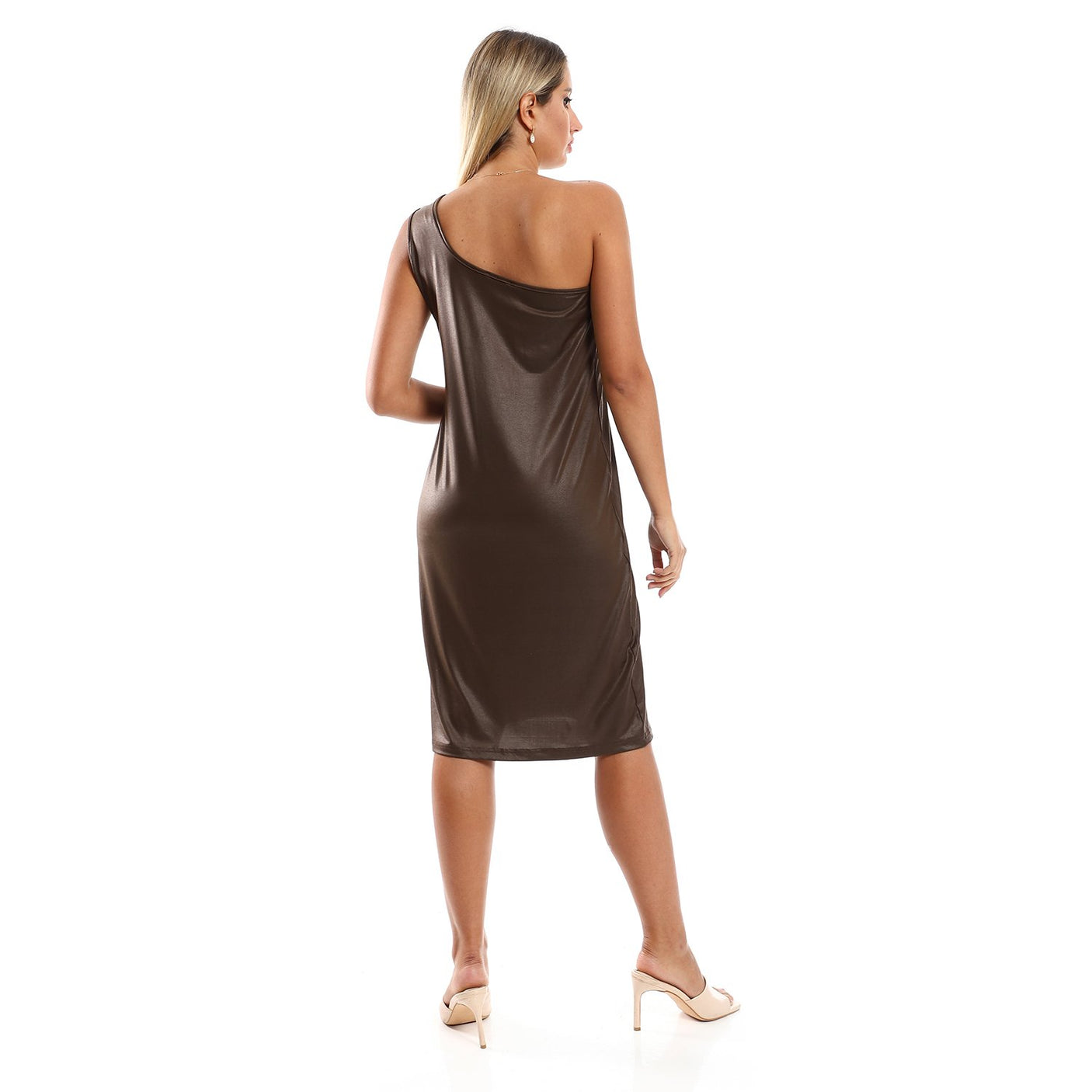 Red circle -  One Shoulder Texture Short Dress