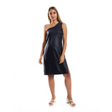 Red circle -  One Shoulder Texture Short Dress