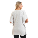 Red circle -  Kangroo Pocket Short Sleeves Top - Heather Light Grey