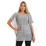 Red circle -  Kangroo Pocket Short Sleeves Top - Heather Light Grey