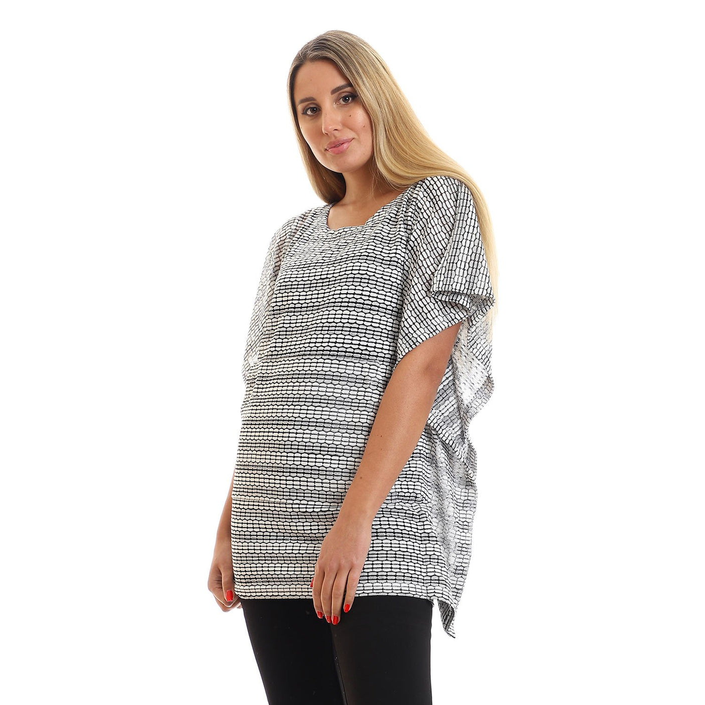Red circle -  Kangroo Pocket Short Sleeves Top - Heather Light Grey