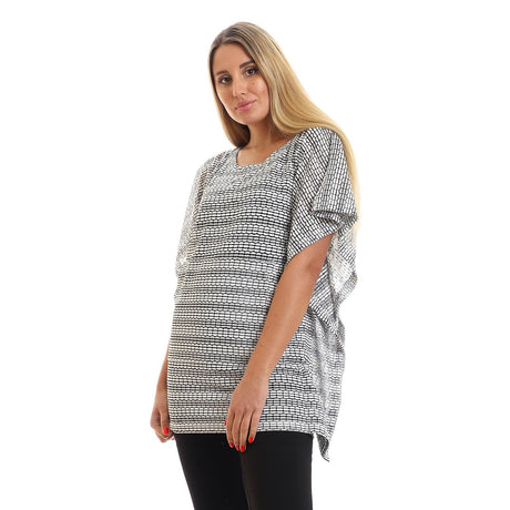 Red circle -  Kangroo Pocket Short Sleeves Top - Heather Light Grey