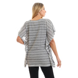 Red circle -  Kangroo Pocket Short Sleeves Top - Heather Light Grey