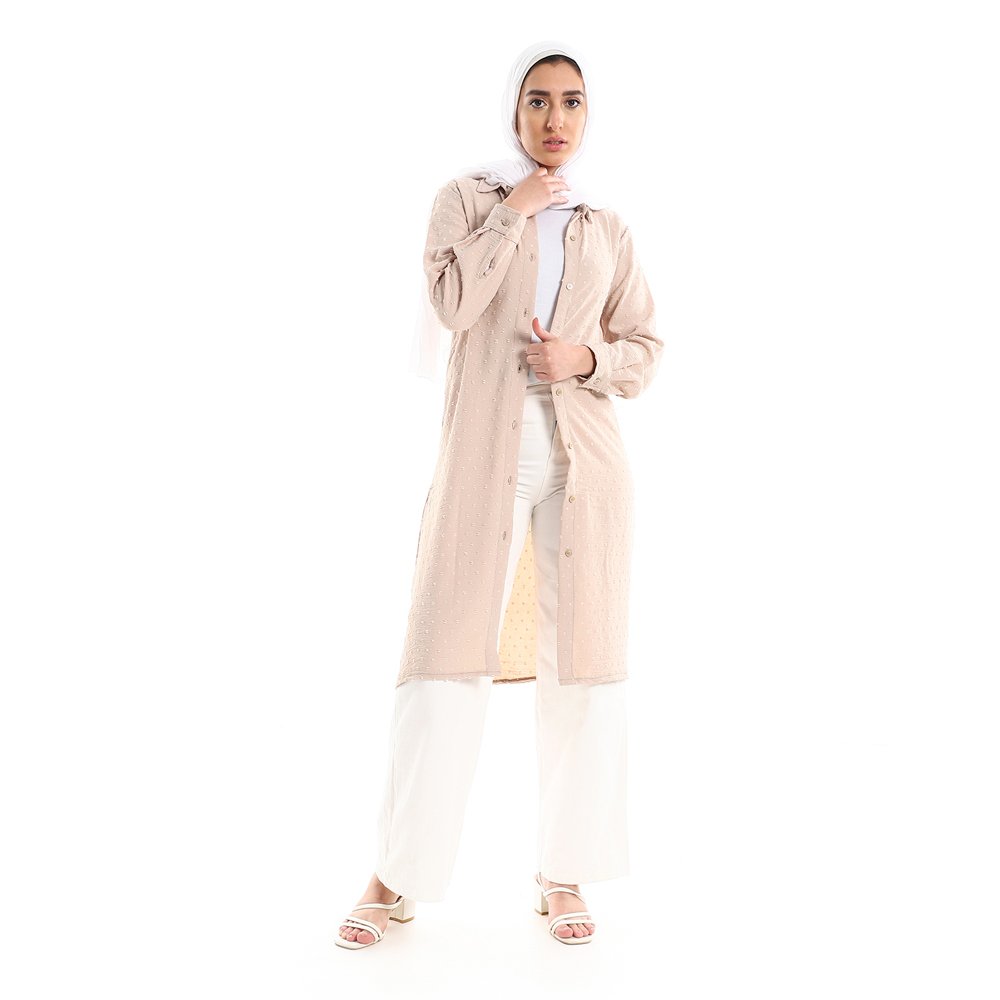 Red circle -  Self Stitches Tunic With Sided Slits