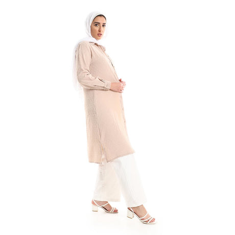 Red circle -  Self Stitches Tunic With Sided Slits