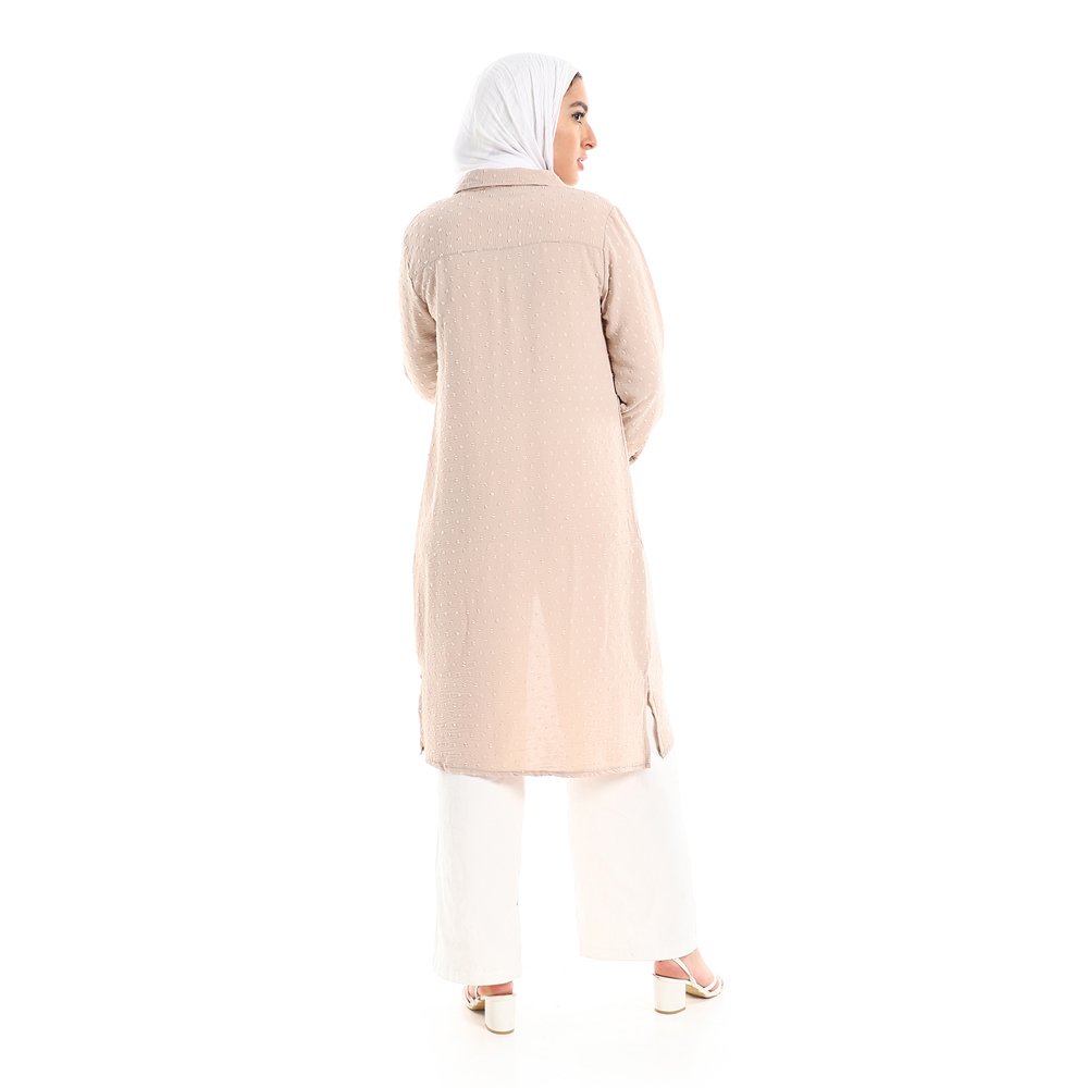 Red circle -  Self Stitches Tunic With Sided Slits