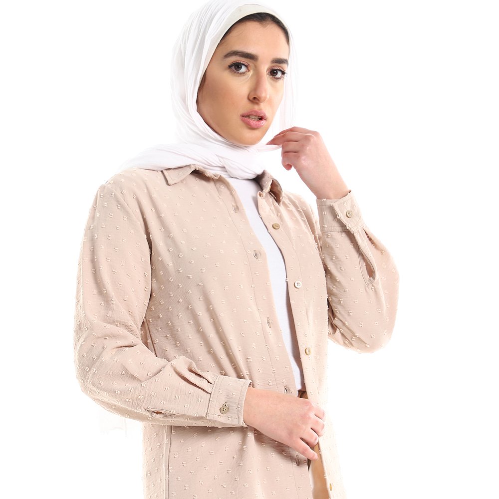 Red circle -  Self Stitches Tunic With Sided Slits