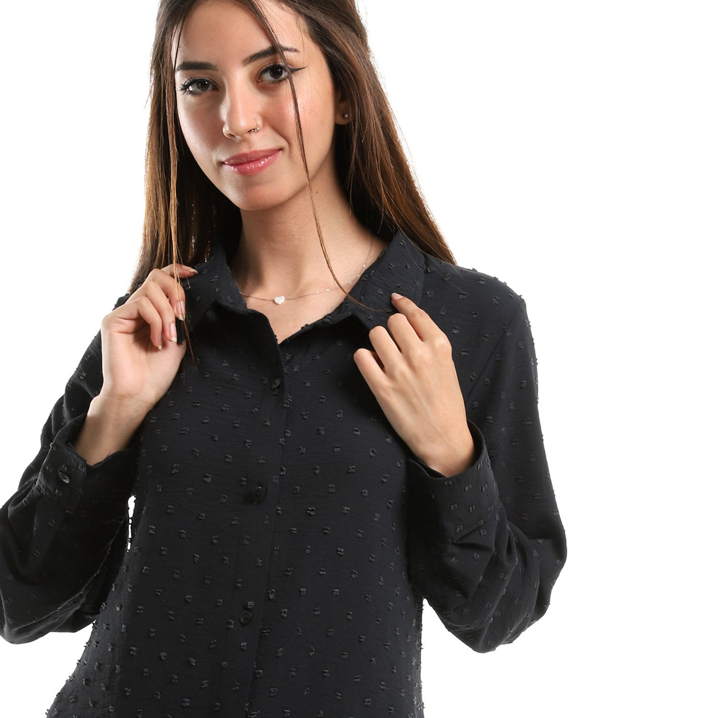 Red circle -  Self Stitches Tunic With Sided Slits