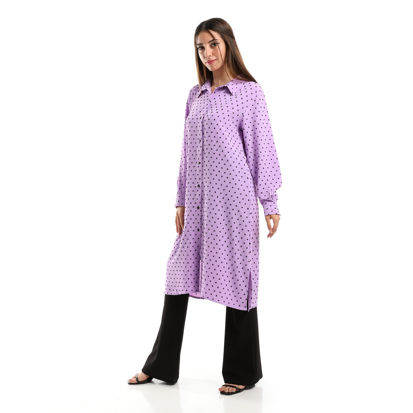 Red circle -  Self Stitches Tunic With Sided Slits