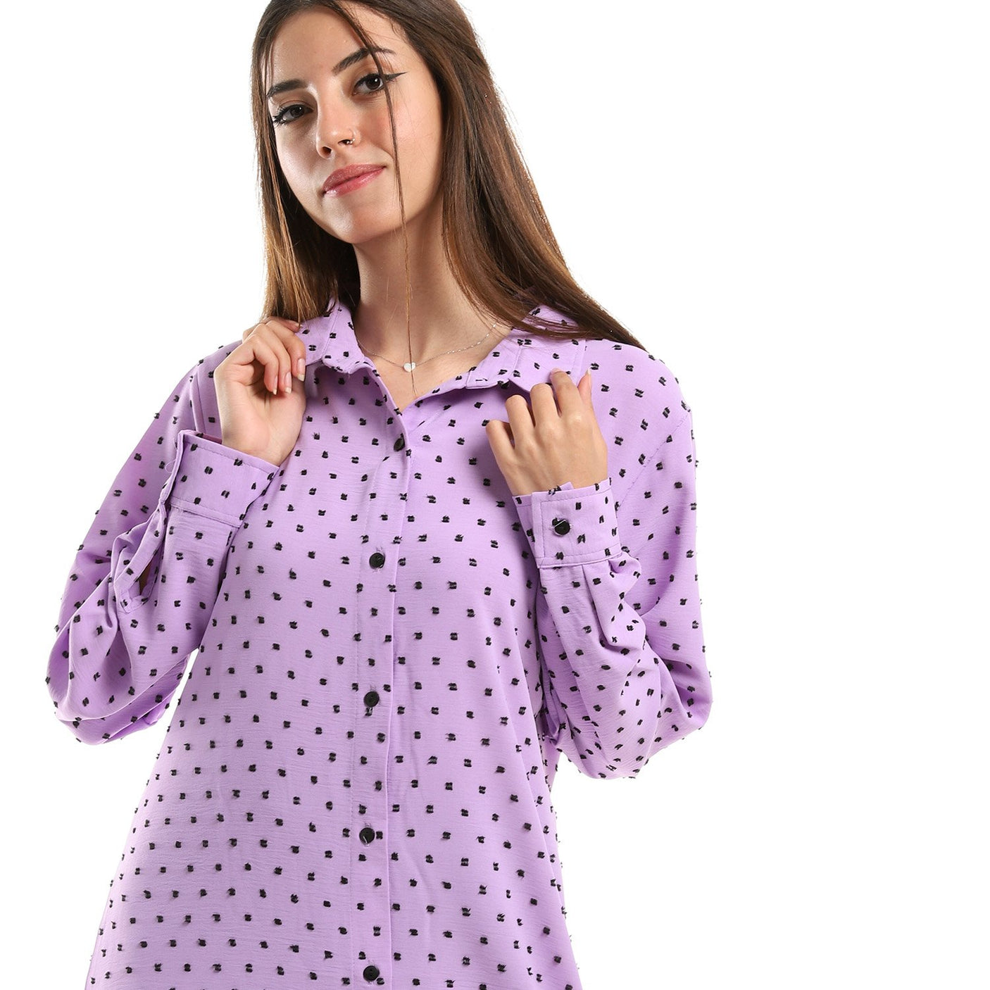 Red circle -  Self Stitches Tunic With Sided Slits