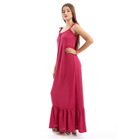 Red circle -  Spaghetti Sleeves Heather Tiered Casual Dress