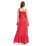 Red circle -  Spaghetti Sleeves Heather Tiered Casual Dress