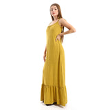 Red circle -  Spaghetti Sleeves Heather Tiered Casual Dress