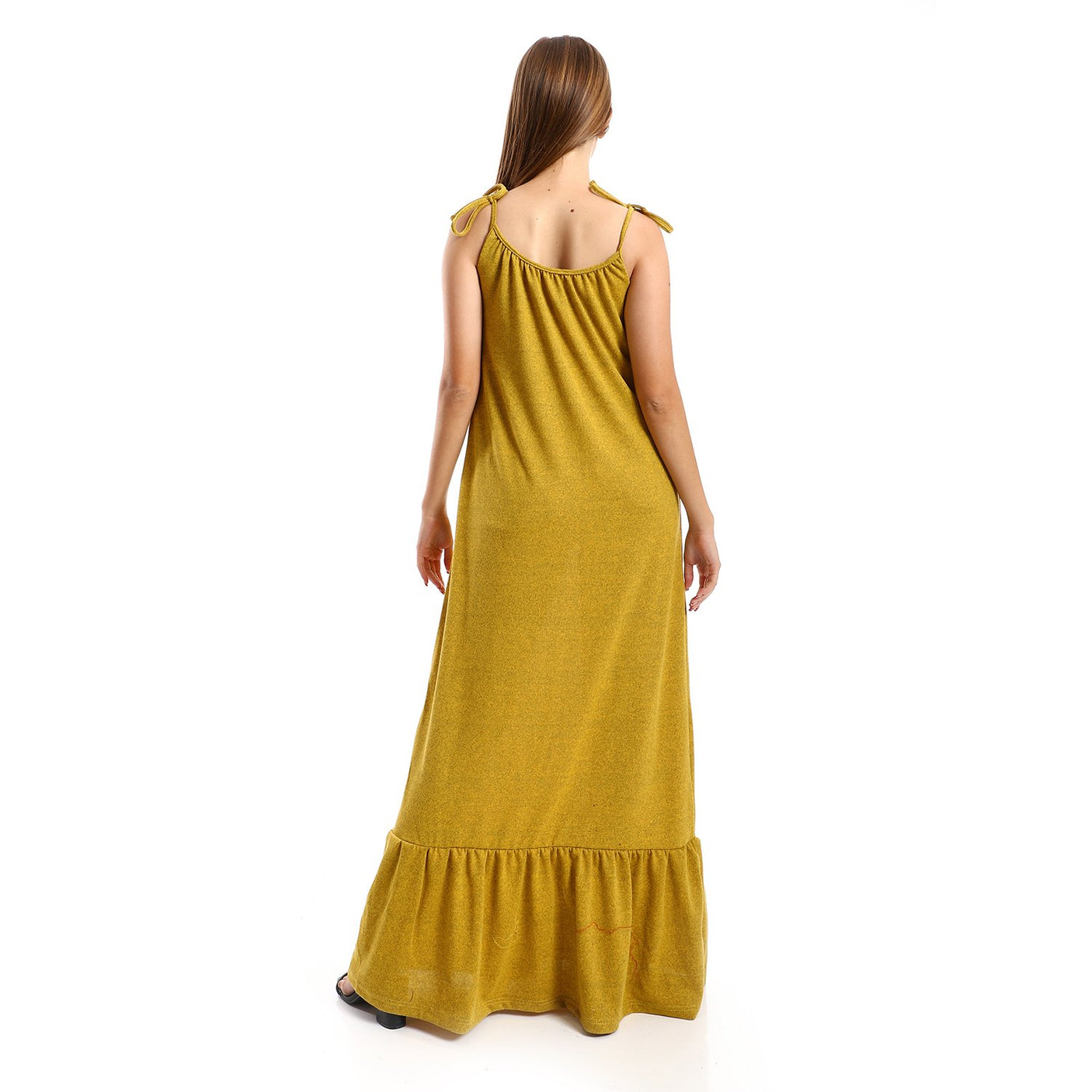 Red circle -  Spaghetti Sleeves Heather Tiered Casual Dress