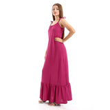 Red circle -  Spaghetti Sleeves Heather Tiered Casual Dress
