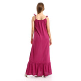 Red circle -  Spaghetti Sleeves Heather Tiered Casual Dress
