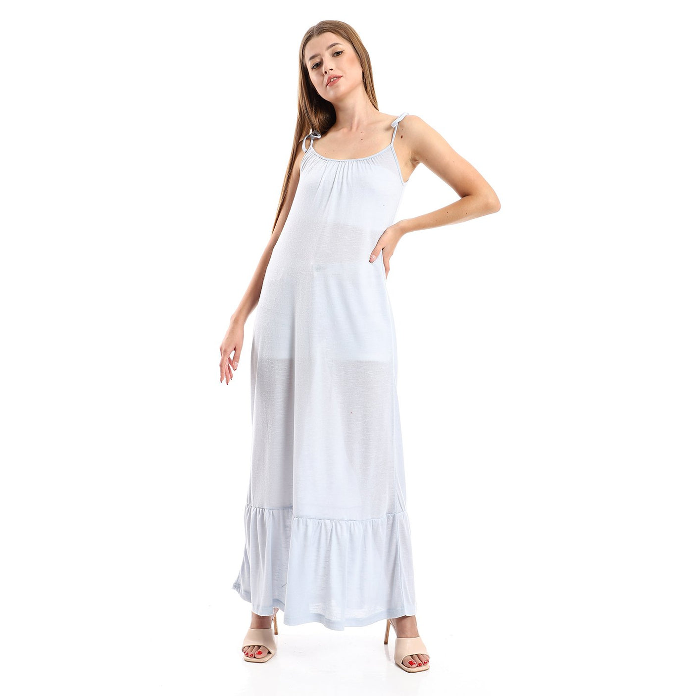 Red circle -  Knitted Wide Round Collar Tiered Casual Dress