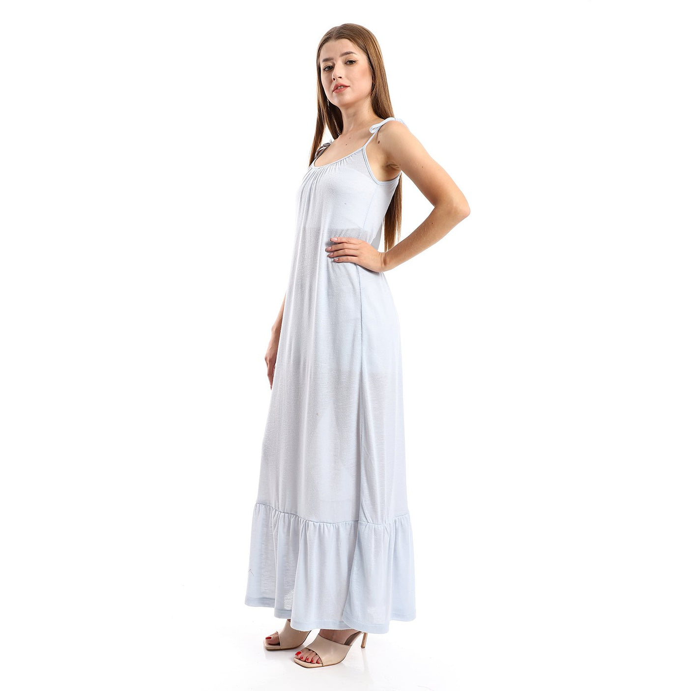 Red circle -  Knitted Wide Round Collar Tiered Casual Dress