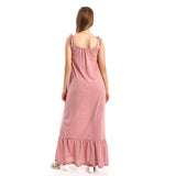Red circle -  Knitted Wide Round Collar Tiered Casual Dress