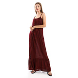 Red circle -  Knitted Wide Round Collar Tiered Casual Dress