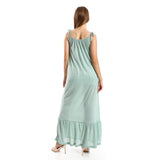 Red circle -  Knitted Wide Round Collar Tiered Casual Dress