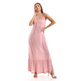 Red circle -  Knitted Wide Round Collar Tiered Casual Dress