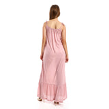 Red circle -  Knitted Wide Round Collar Tiered Casual Dress