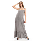 Red circle -  Knitted Wide Round Collar Tiered Casual Dress