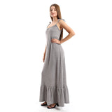 Red circle -  Knitted Wide Round Collar Tiered Casual Dress