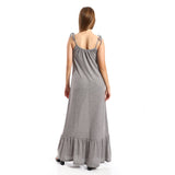 Red circle -  Knitted Wide Round Collar Tiered Casual Dress