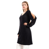 Red circle -  Wide Round Collar Tunic With Sided Sleeves Slits