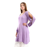 Red circle -  Wide Round Collar Tunic With Sided Sleeves Slits
