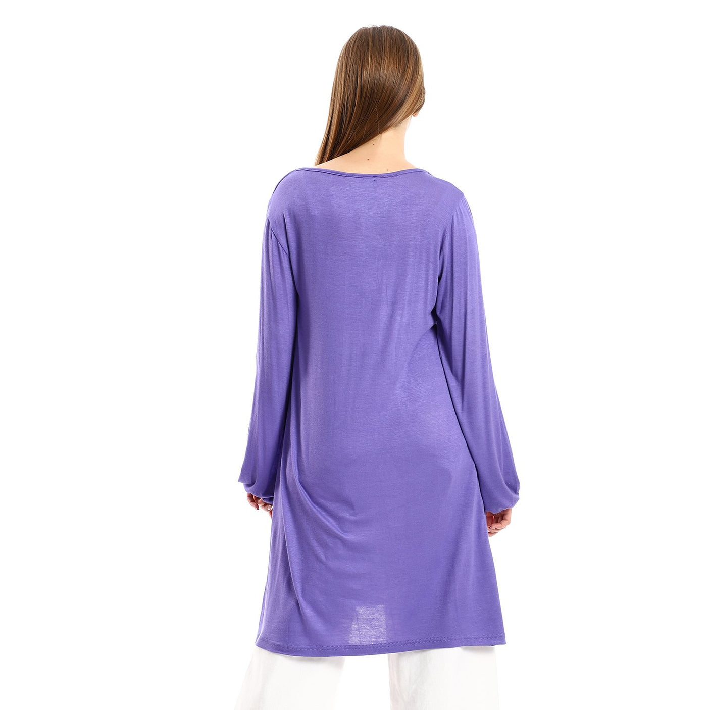 Red circle -  Wide Round Collar Tunic With Sided Sleeves Slits