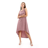 Red circle -  High Low Sleevless Casual Dress
