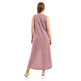 Red circle -  High Low Sleevless Casual Dress
