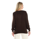 Red circle -  Knitted Round Neck Sweater With Decorative Hem