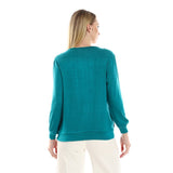Red circle -  Knitted Round Neck Sweater With Decorative Hem