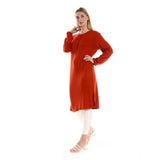 Red circle -  Regular Fit Knitted Pattern Dark Brown Tunic With Elastic Down Sleeves
