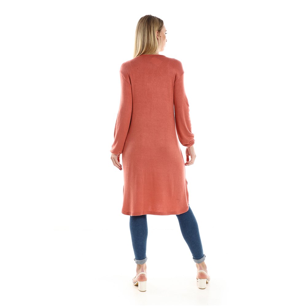 Red circle -  Regular Fit Knitted Pattern Dark Brown Tunic With Elastic Down Sleeves